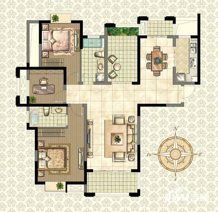 世茂西西湖普通住宅131㎡户型图