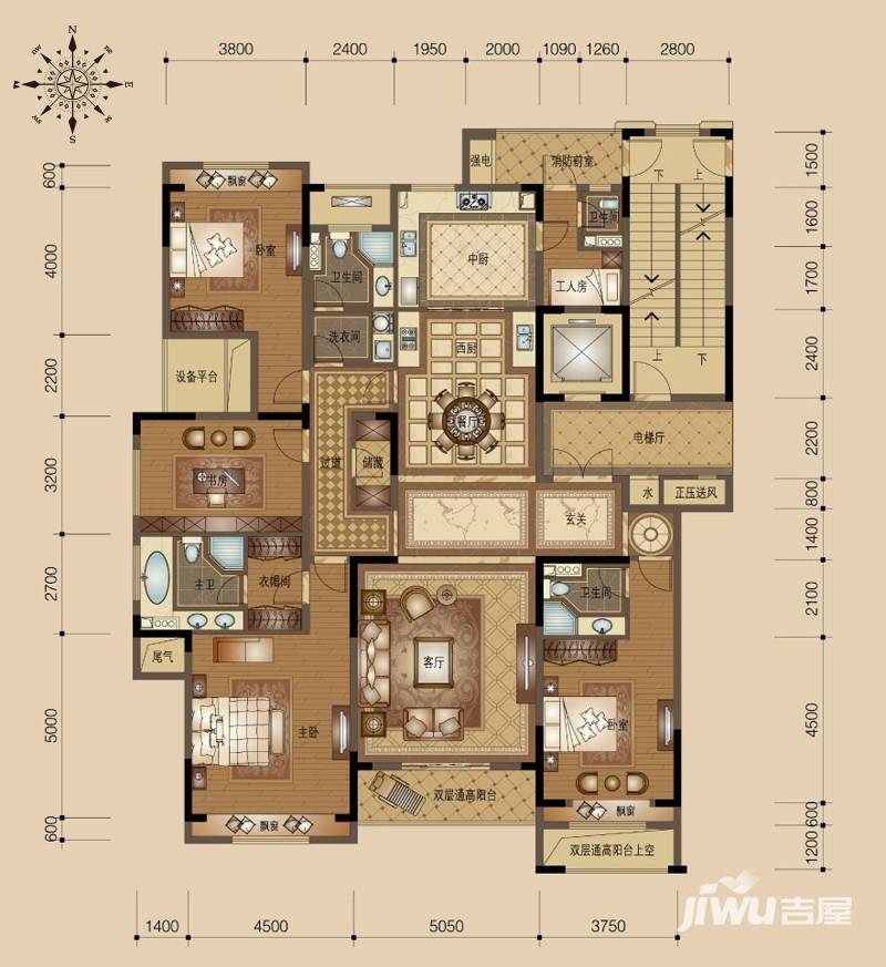 莱德绅华府5室2厅4卫238㎡户型图