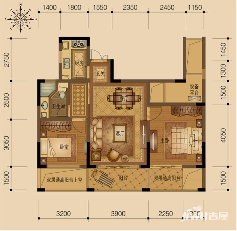 莱德绅华府普通住宅88㎡户型图