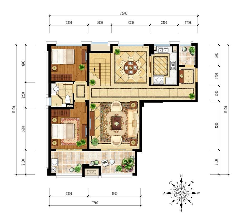 金地天逸5室2厅3卫138㎡户型图