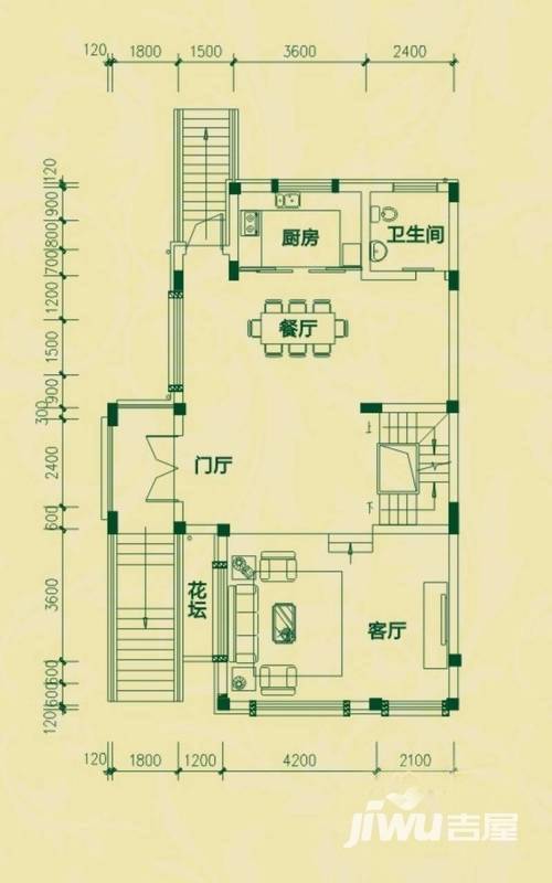 嘉威江南水乡3室2厅1卫102㎡户型图