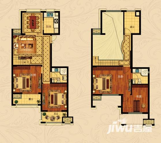 中国铁建国际城4室2厅2卫196㎡户型图