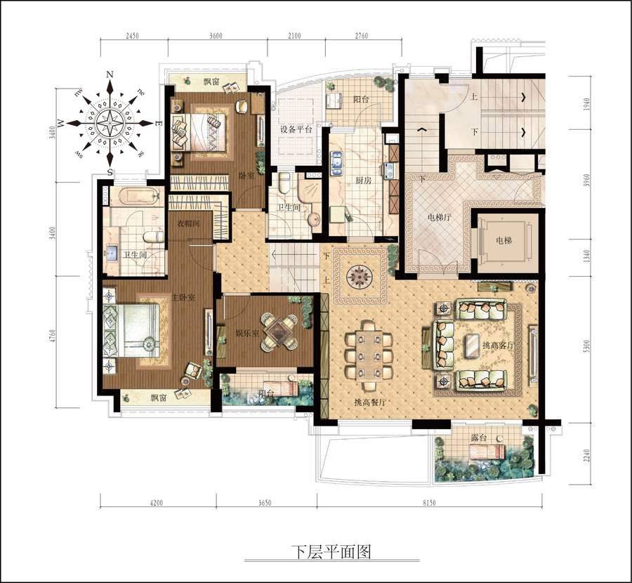 欣盛东方福邸欣盛东方福邸户型图 三叠跃层下层平面图 260㎡