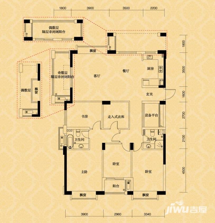 顺发堤香4室2厅2卫172㎡户型图