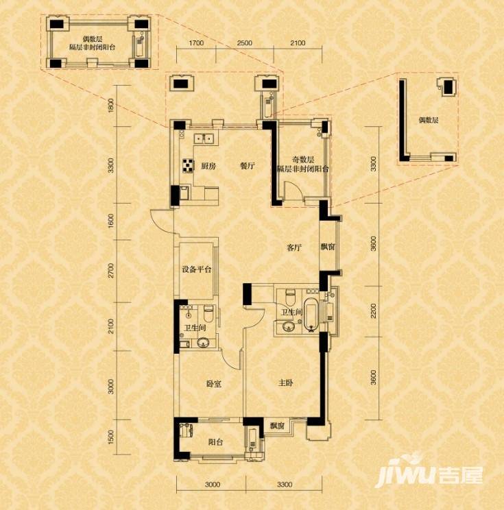 顺发堤香普通住宅91㎡户型图