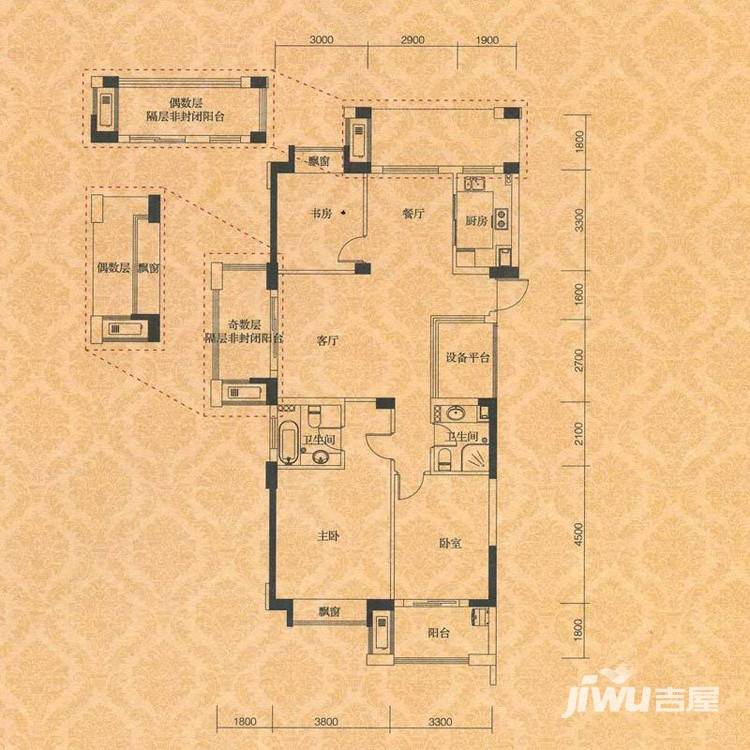 顺发堤香普通住宅128㎡户型图