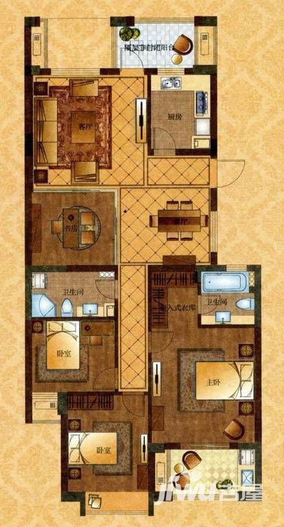 顺发堤香普通住宅138㎡户型图