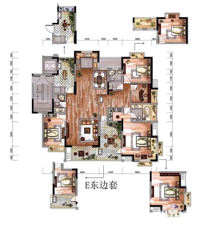 德意空港国际5室2厅2卫170.7㎡户型图