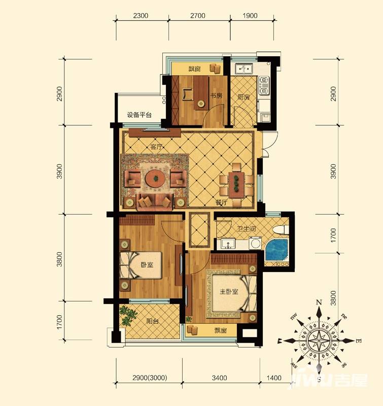 滨江金色黎明普通住宅89㎡户型图