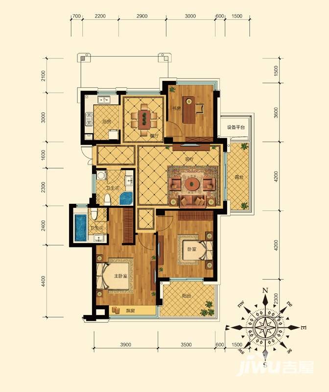 滨江金色黎明普通住宅127㎡户型图