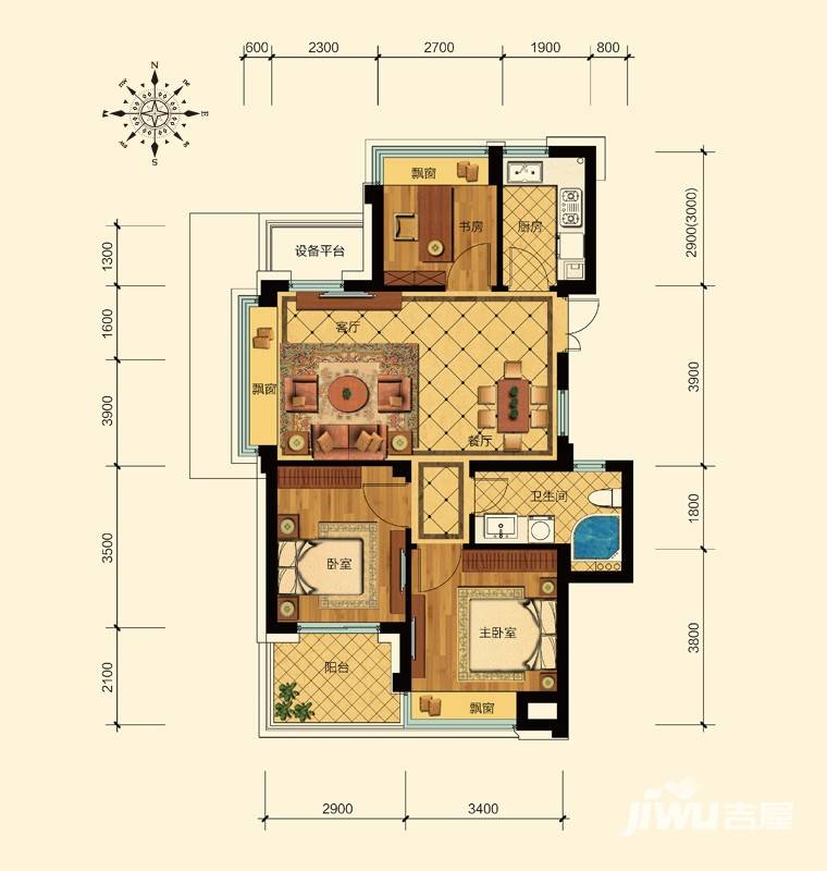 滨江金色黎明普通住宅89㎡户型图