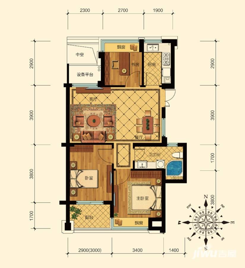 滨江金色黎明普通住宅89㎡户型图