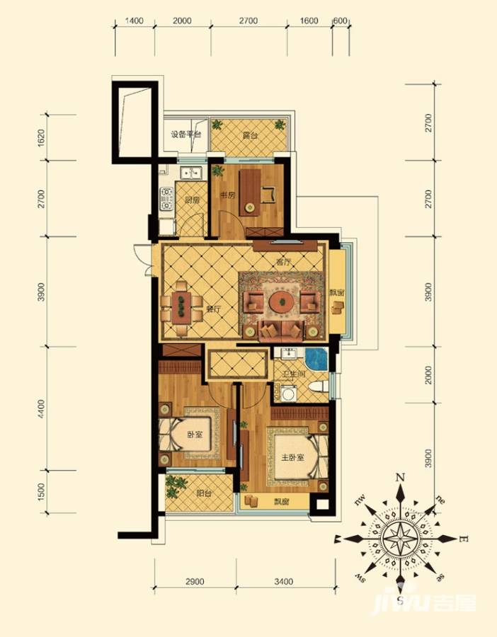 滨江金色黎明普通住宅89㎡户型图