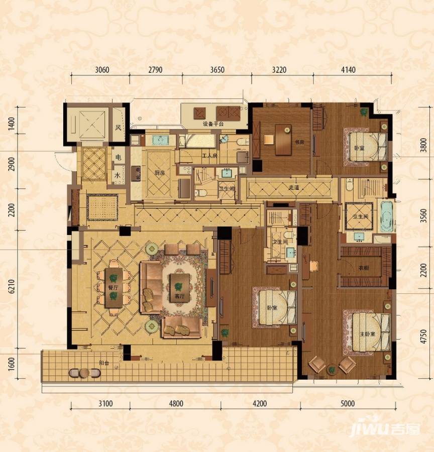 绿城玉园5室2厅4卫255㎡户型图