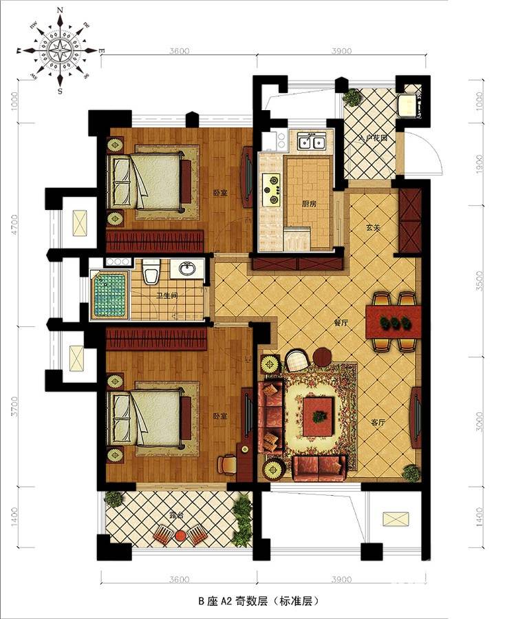 金都夏宫普通住宅85㎡户型图