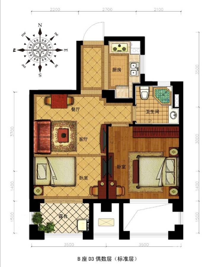 金都夏宫普通住宅59㎡户型图