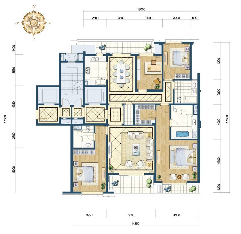 绿城西溪诚园4室2厅3卫229㎡户型图