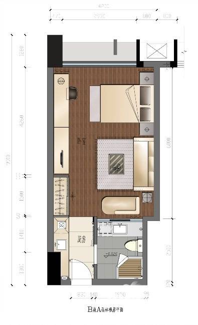 欣北钱江国际广场写字楼普通住宅48㎡户型图