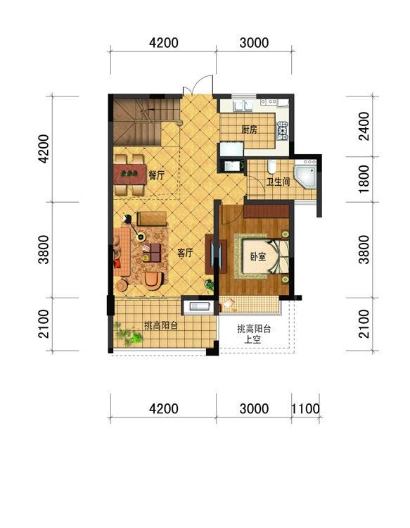 广宇上东城商铺4室2厅3卫138㎡户型图