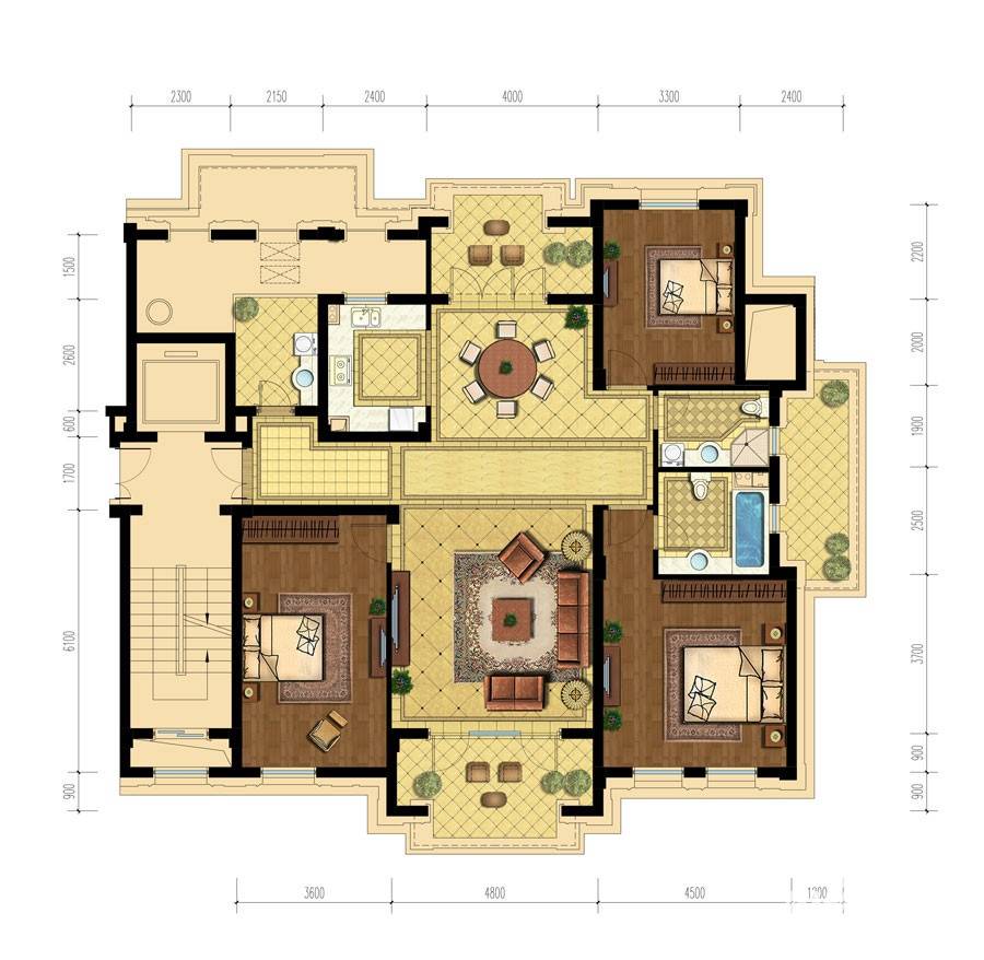 翡翠城3室2厅1卫167㎡户型图