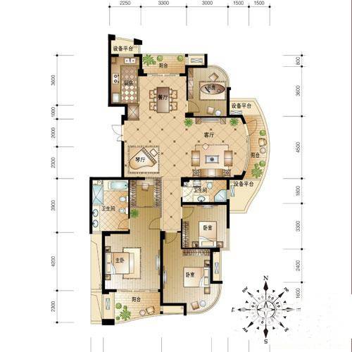 翡翠城4室2厅2卫户型图