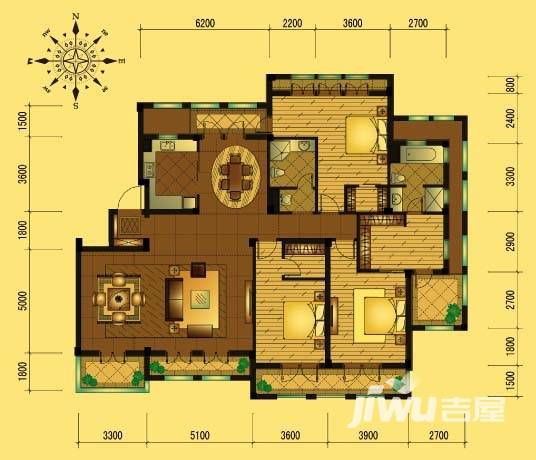 翡翠城4室2厅3卫220㎡户型图