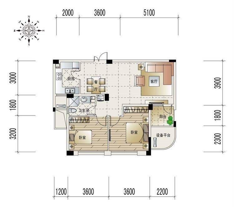 翡翠城普通住宅86㎡户型图