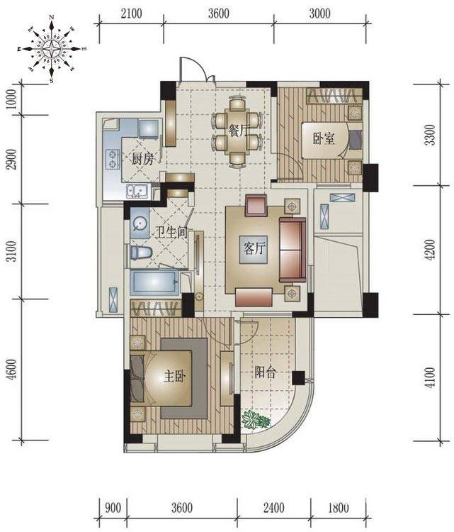 翡翠城普通住宅88㎡户型图