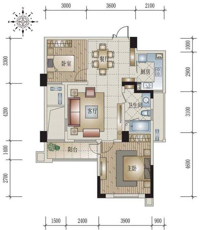 翡翠城普通住宅91㎡户型图