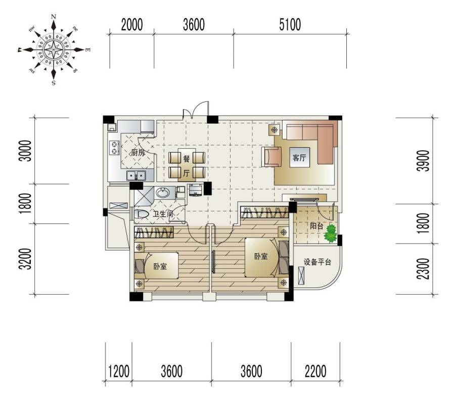 翡翠城普通住宅86㎡户型图