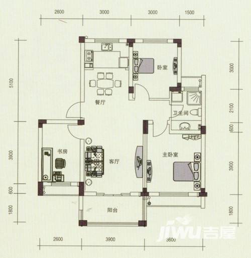 永安圆乡名筑普通住宅91㎡户型图