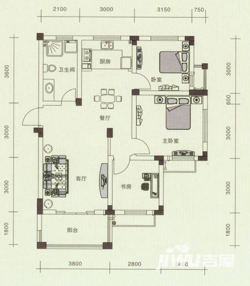 永安圆乡名筑普通住宅90㎡户型图