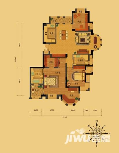 东海闲湖城4室2厅2卫164㎡户型图