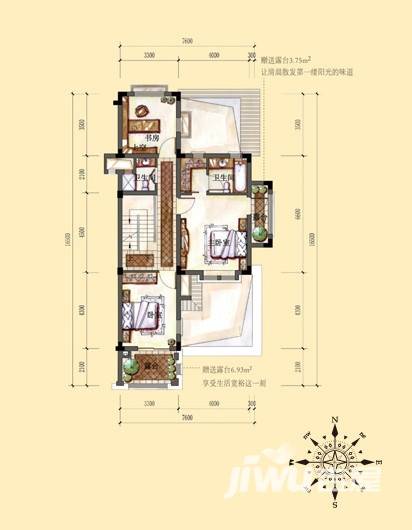 东海闲湖城4室2厅4卫200㎡户型图