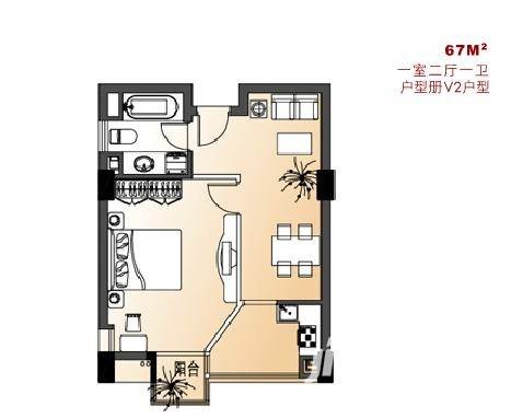 贺田尚城璟湾普通住宅67㎡户型图