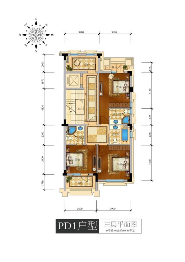 滨江紫金府5室4厅7卫348.6㎡户型图