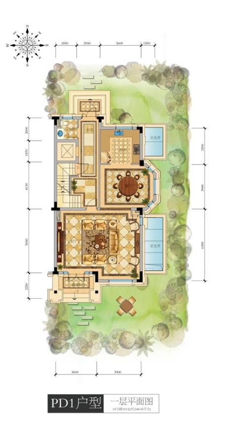 滨江紫金府5室4厅7卫348.6㎡户型图