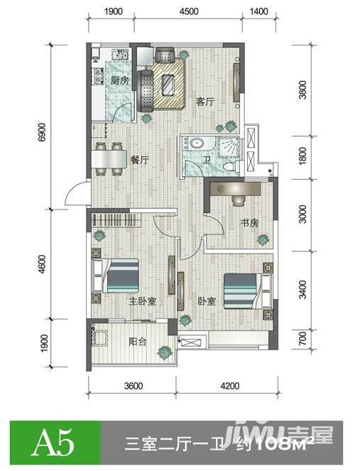 圣奥领寓普通住宅108㎡户型图