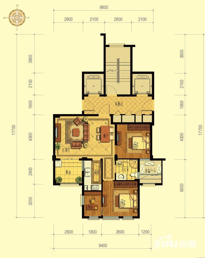 绿城翡翠湾普通住宅89㎡户型图