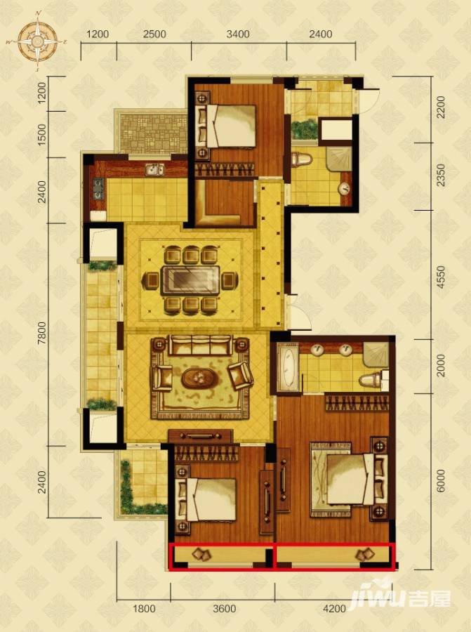 钱塘梧桐蓝山4室2厅2卫171㎡户型图