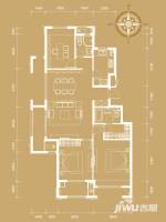 富力西溪悦居3室2厅2卫122㎡户型图
