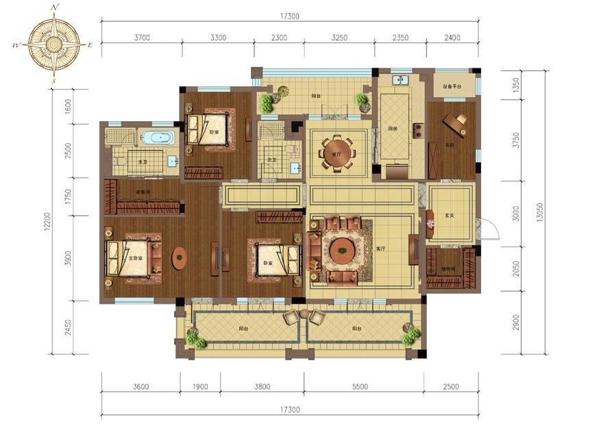 绿城蓝庭伍重院4室2厅2卫200㎡户型图