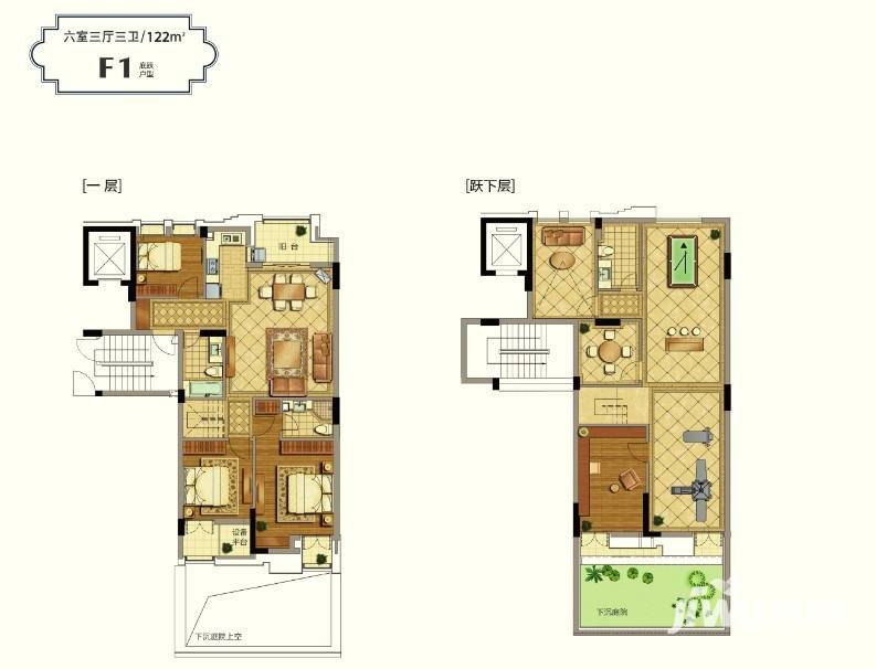 郡原九衡公寓6室3厅3卫122㎡户型图