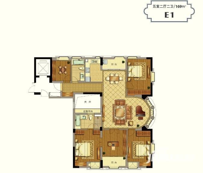 郡原九衡公寓5室2厅2卫169㎡户型图