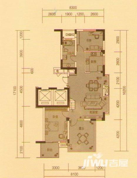 万均九月庭院3室2厅2卫154㎡户型图