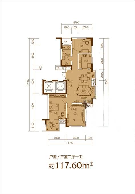 万均九月庭院普通住宅117㎡户型图