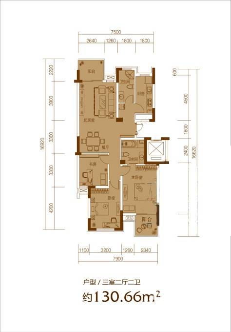 万均九月庭院普通住宅117㎡户型图