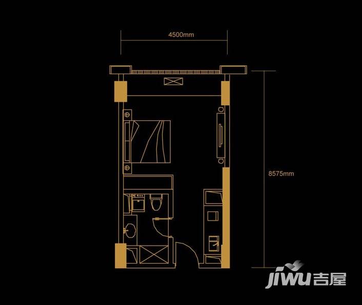 众安嘉润公馆1室1厅1卫50.1㎡户型图