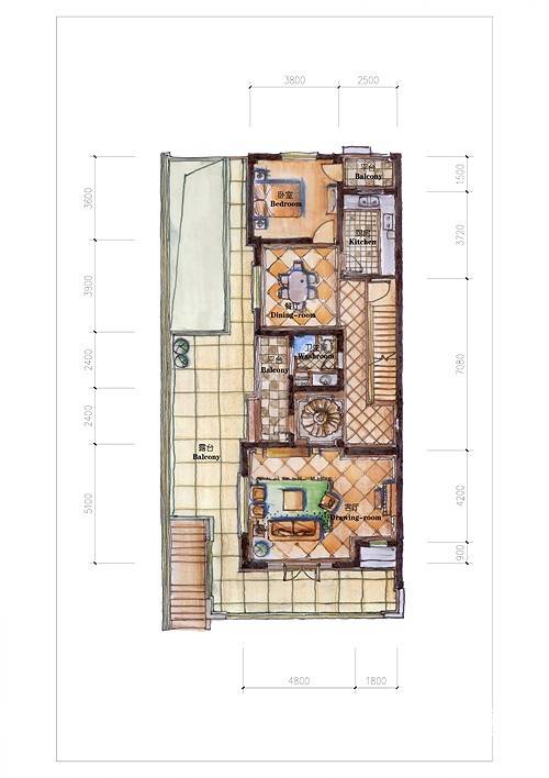 杭州上林院5室3厅4卫215㎡户型图