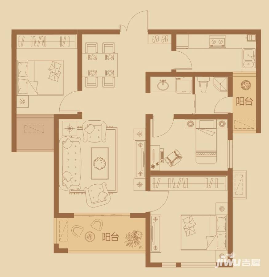 万创公园城邦普通住宅96.4㎡户型图